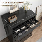 Larger Black 5 Drawer Dresser for Bedroom with LED Light, Modern Chest of Drawers with Hidden Handles, Tall Wooden Dresser Closet for Living Room, Entryway, Hallway - Black