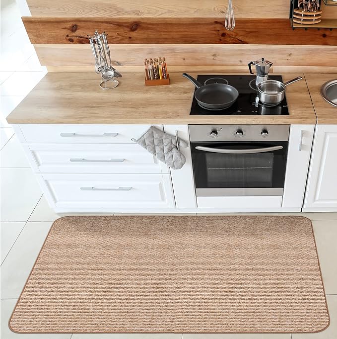 House, Home and More Skid-Resistant Carpet Indoor Area Rug Floor Mat - Praline Brown - 3 Ft X 3 Ft - Non Slip Rubber Backing, Stain Resistant, Dog Friendly, Living Room Bedroom Kitchen Entryway
