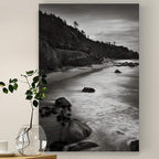 Renditions Gallery Canvas Nature Wall Art Home Paintings & Prints Vintage Rocky Shore Black & White Glam Scenic Wall Hanging Artwork for Bedroom Living Room Office Kitchen - 12"x18" LT06