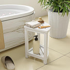 Shower Stool for Inside Shower, Corner Shower Bench Seat, HDPE Waterproof Shower Stool for Shaving Legs with Baffle Storage Shelf, Shower Seat/Foot Rest for Bathroom, Indoor/Outdoor Use, White