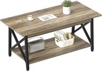GreenForest Coffee Table with Storage, 43 inch Large Modern Coffee Tables for Living Room, X-Frame Design Farmhouse Coffee Table Space Saving Living Room Tables, Easy Assembly, Grey Wash