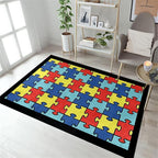 Colorful Puzzle Rug Baby Childrens Playing Exercise Education Learning Decor Floor Mats Black Border Throw Mats Boys Girls Playtime Area Rug for Indoor Kid Room Playroom Nursery Porch, 3x4ft
