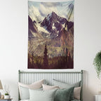 Ambesonne Alaska Mountains Tapestry, Arctic Landscape Hiking Alaska Mountains Scenery in Usa Wilderness, Fabric Wall Hanging Decor for Bedroom Living Room Dorm, 23" X 28", Green Black White