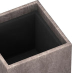 SIMPLIHOME Rockwood Cube Storage Ottoman with Tray - 17 inch Wide Upholstered Vegan Leather Square Storage Ottoman in Distressed Grey Taupe, Contemporary Cube Ottoman for Living Room with Serving Tray