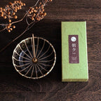 Asayu Japan Traditional Incense Gift Set with Brass Stand, Forest Scent with Green Lotus Incense Holder