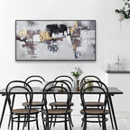 Abstract Wall Art Modern Abstract Artwork Canvas Prints Picture Black Gold Graffiti Modern Wall Artwork Bedroom Living Room Office Decoration Ready To Hang 24"x48" With Framed