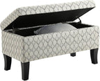Convenience Concepts Designs4Comfort Winslow Storage Ottoman Bench 32" - Transitional Upholstered Footstool & Seat, for Living Room, Entryway, Hallway, & Bedroom, Ribbon Pattern Fabric
