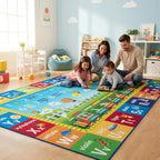 ST. BRIDGE Educational Kids Rug for Playroom 4x6 Feet, Non Slip Play Mat with ABC Alphabet, Numbers & Animals for Toddler Preschool Nursery Classroom, Soft Washable Area Rug for Early Learning