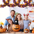 Halloween Garland Decorations,50Ft Glitter Tinsel Pumpkin Bats Spider Garland Decor for Tree Car Golf Cart Parade Float Indoor Outdoor Holiday Home Burnt Orange Black Purple (Purple)
