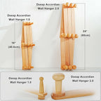 Dseap Expandable Coat Rack (Larger Version) - 24” High, Anti-Slip, Ultra Heavy Duty Wooden Accordian Wall Hanger with 10 Study Peg Hooks for Clothing Hats Jackets Bags, Natural