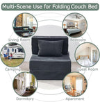 Folding Sofa Bed, 4 in 1 Convertible Sleeper Chair with Pillow, Single Memory Foam Fold Out Chair Bed, Modern Floor Futon Sofa Couch Mattress for Living Room/Guest/Apartment, Dark Grey