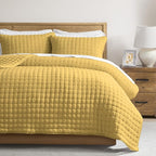 WDCOZY Twin Quit Size Bedding Sets with Pillow Sham, Lightweight Soft Bedspread Coverlet, Quilted Blanket Thin Comforter Bed Cover for All Season, 2 Pieces, 68x90 inches, Yellow