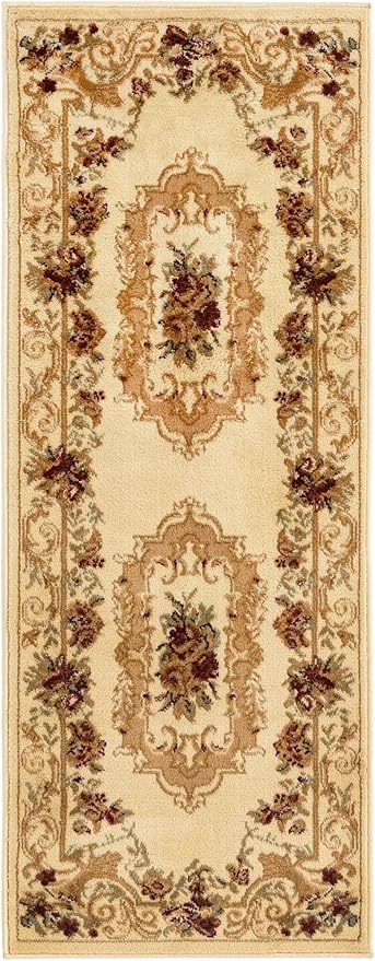 Rugs.com Chateau Collection Rug – 2' x 5' 3 Runner Cream Medium Rug Perfect for Hallways, Entryways