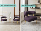 Modern Accent Chair, Round Upholstered Barrel Armchair for Small Spaces, Fluffy Side Corner Sherpa Sofa Chair for Living Room, Bedroom（Purple）