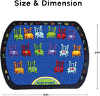 SAFECASTLE Chairs 16 Seats Kids Educational Area Rug – 6'6" x 8'4" – Colorful Numbered Seating Layout with Alphabet Border – Classroom Seating Kids Carpet for Preschool, Daycare & Kindergarten