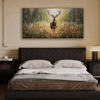 XLSJERST Country Wall Decor Poster 48x24 Inches - Elk Picture Hunting Artwork Large Canvas Picture Brown Deer Wall Art for Living Room Guest Bath Decoration