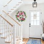 24-Inch Spring Wreath for Front Door with Hydrangeas Dahlias Daisy Silk Flowers and Berry Greenery for All Seasons Indoor Outdoor Wedding Farmhouse Porch Wall Living Room Home Wedding Decor