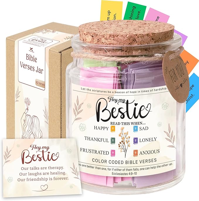 Bible Verse Jar for Daughter – 92 Color-Coded Scriptures of Encouragement, Birthday & Christmas Gift, Christian Keepsake, Daughter-in-Law Gift (Bible Verse Jar For Bestie)