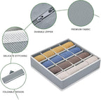 Joyoldelf Sock Drawer Organizer Divider Underwear Organizer 16-cell Fabric Dresser Drawer Organizers Storage Boxes for Socks Lingerie, Handkerchiefs, Ties 4 Pack (Grey)