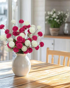 DuHouse 6pcs Artificial Flowers Faux Silk Pompon Mum,Silk Small Mini Chrysanthemum Ball with Stems for DIY Wedding Bouquets Centerpieces Vase Home Table Kitchen Decorations(Hot Pink)