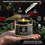 Black Rose Candle Strong Scented Soy Candel Natural Non Toxic Velas Aromáticas Gift for Women Pack of 1 5Oz Decorartive Travel Tin
