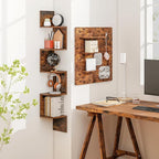 Tangkula 5-Tier Corner Shelf Wall Mount, Farmhouse Floating Corner Bookshelf, Industrial Modern Display Shelf Stand, Wooden Storage Organizer for Living Room Home Office (2, Rustic Brown)