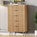 GarveeHome 5 Drawers Dresser for Bedroom, Fluted Dresser Chest of Drawers with Handle, Wood Modern Dressers for Closet, Bedroom Furniture Storage Organizer for Living Room, Hallway
