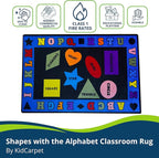 KIDCARPET.COM Shapes with The Alphabet Classroom Rug 7'6" x 12' Rectangle, Educational Classroom Rug, Kids Learning Play Mat | Area Rug for Bedroom or Playroom