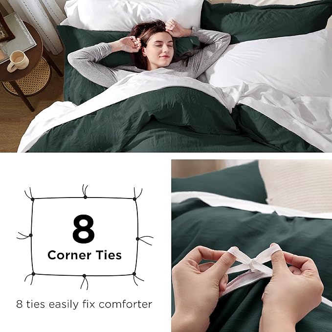 Bedsure Forest Green California King Duvet Cover - Prewashed Cotton-Like Polyester Extra Soft Bedding Set, Includes 1 Cal King Duvet Cover 104''x98'' with Zipper Closure & 2 Pillow Shams, No Comforter