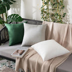 MIULEE Pack of 2 Decorative Outdoor Solid Waterproof Throw Pillow Covers Christmas Faux Linen Garden Farmhouse Cushion Cases for Patio Tent Balcony Couch Sofa 16x16 Inch Emerald Green