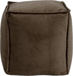 Howard Elliott Square Pouf Ottoman Foot Rest With Cover, Round Stuffed Filled Foot Stool, Fluffy Compact & Comfortable Soft Seating for Living Room & Bedroom, 20 x 20 x 18 Inch, Brown
