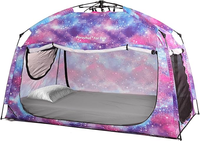 Indoor Instant Privacy Bed Tent for Sleeping,Quick Set-up Bed Canopies,Portable Bed Drapes with Large Space and 3 Doors (Galaxy, Full)