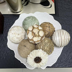 8 Pcs Decorative Balls for Home Decor,2.36 Inch Woven Wicker Rattan Balls Twig Orbs Cotton Linen Decorative Ball for Vase Filler Jar Dough Bowl