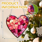 Acrylic Heart Gifts for Women Lovers Pink Valentine's Day Stained Glass Design Hanging Ornaments, Ornaments for Home Window & Car Decor, Sun Catcher for Home Decor