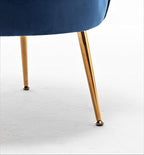 Velvet Barrel Accent Chair with Scalloped Silhouette and Gold Metal Legs, Decorative Piece Suitable for Traditional, Modern, and Contemporary Spaces, Navy Blue