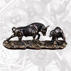AETVRNI Wall Street Bull Statue Sculpture Stock Market Charging Bull Animal Figurine - Resin Sculpture of Bull VS Bear Ideal Gifts for Financial Investment Managers Investor,Bronze,11in