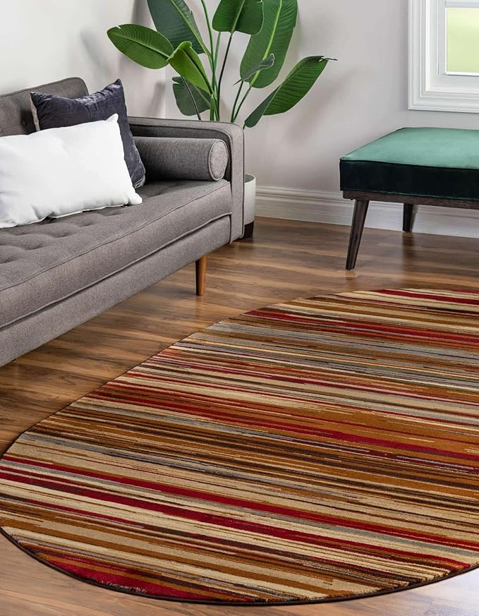 Unique Loom Barista Collection Area Rug - Icatu (7' 10" x 10' Oval, Beige/Brown)