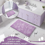 Yimobra Large Bathroom Rug Non Slip 36x24 Inch, Extra Thick Soft Absorbent Chenille Bath Mat, Machine Washable Quick Dry Bath Rugs for Bathroom Floor, Tub and Shower, Home Decor Accessories, Lilac