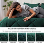 Love's cabin Queen Comforter Set Dark Green, 7 Pieces Queen Bed in a Bag, All Season Bedding Sets with 1 Comforter, 1 Flat Sheet, 1 Fitted Sheet, 2 Pillowcase and 2 Pillow Sham