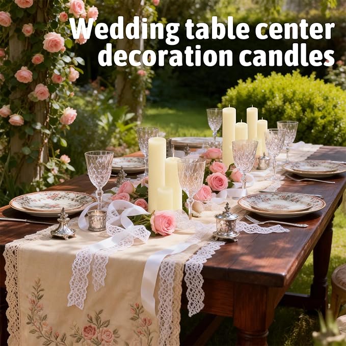36 Pack Ivory Pillar Candles Bulk Set, 2x3 2x4 2x6 Inch - 12 Each Size, Dripless Smokeless Clean Burning for Wedding Centerpieces, Home Decor, Church, Romantic Ambiance！