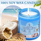 Coconut Beach Scented Candle, Natural Soy Wax Jar Candle for Home Scented, 100-Hour Burn Time Gifts for Women Men, 7 oz (2 Pack)