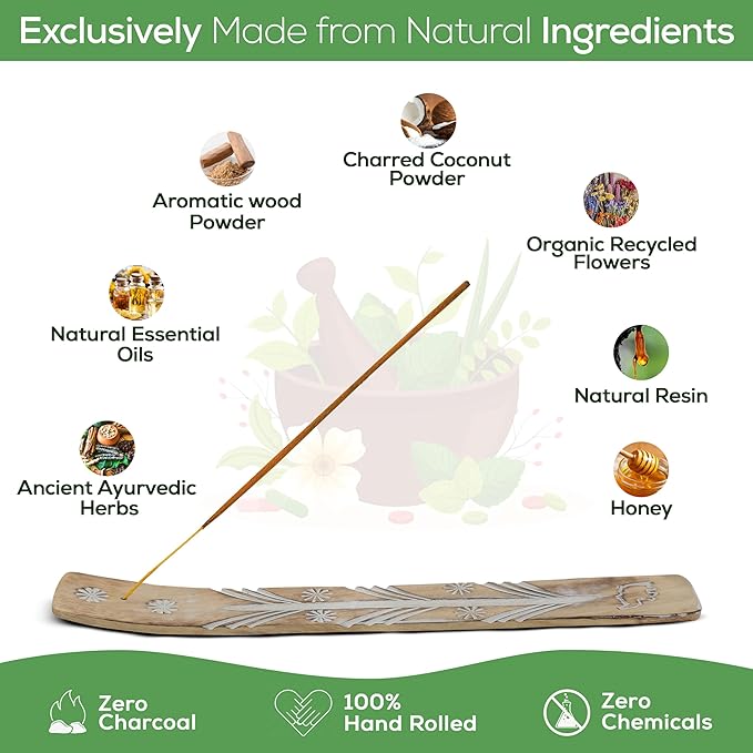 Satya Patchouli Incense Sticks, Satya Bng (Bangalore) Insenses 15gmx12 Pack with Raajsee Incense Holder Bundle, Satya Nagchampa Natural Incense