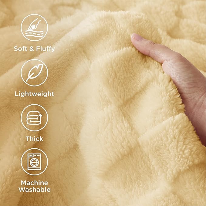 Bedsure GentleSoft King Size Blanket for Bed - Super Soft Cozy Blankets for Women Men Girls, Large Fuzzy Fleece Throw for Bedroom Decor, Light Yellow, 108x90 Inches