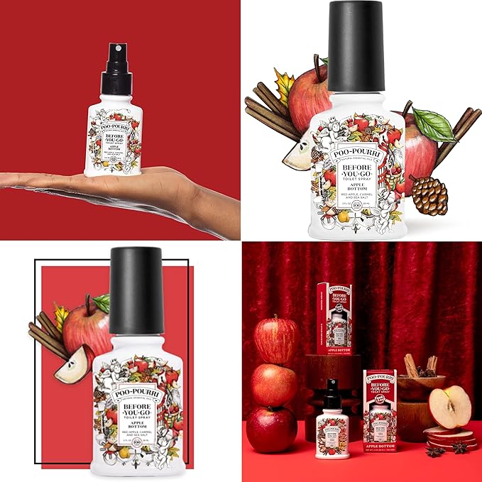 Poo-Pourri Before-You-Go Toilet Spray, Spring 2 Oz Variety Pack– Apple Bottom, Peaches & Cream, and Fir Flush