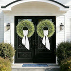 28In Large Boxwoods Door Wreaths for Front Door Spring Summer Outside All Season Green Year Round Artificial Greenery Wreath for Wall Window Rustic Farmhouse Home Outdoor Indoor Decorations