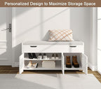 ChooChoo 41.3" Shoe Storage Bench with Lift Top Storage, Entryway Bench with Cushioned Seat, Adjustable Shelf, Shoe Cabinet with Hidden Space, for Entryway, Bedroom, Living Room, White