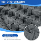 YEMYHOM Stretch Individual Cushion Covers Sofa Chair Seat Cushion Slipcovers Soft Couch Cover Replacement Large Checkered Furniture Protector with Elastic Bottom (1 Pc Cushion Cover, Dark Gray)