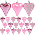 18 Pcs Valentines Tree Heart Ornaments Pink Valentines Tree Decorations, 3 Style 3.2" Valentine Hanging Ornaments for Christmas Tree Anniversary Party Decoration