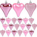 18 Pcs Valentines Tree Heart Ornaments Pink Valentines Tree Decorations, 3 Style 3.2" Valentine Hanging Ornaments for Christmas Tree Anniversary Party Decoration