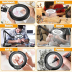 Real Glass 12X Magnifying Glass with Light and Stand (No Acrylic Lens), 2-in-1 Lighted Magnifier with Clamp, 5 Color Modes Dimmable LED Desk Lamp Hands Free for Painting Craft Sewing Hobby Close Work